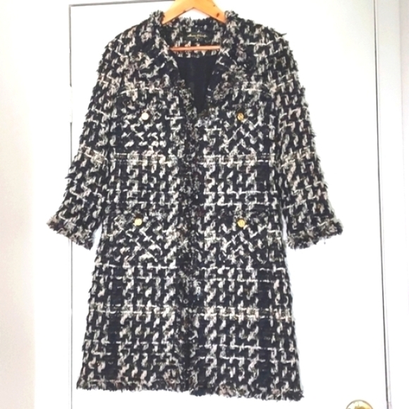 NWOT Amen Wardy Aspen Metallic Tweed Mid Length Designer Jacket Size 36FR - Picture 3 of 17